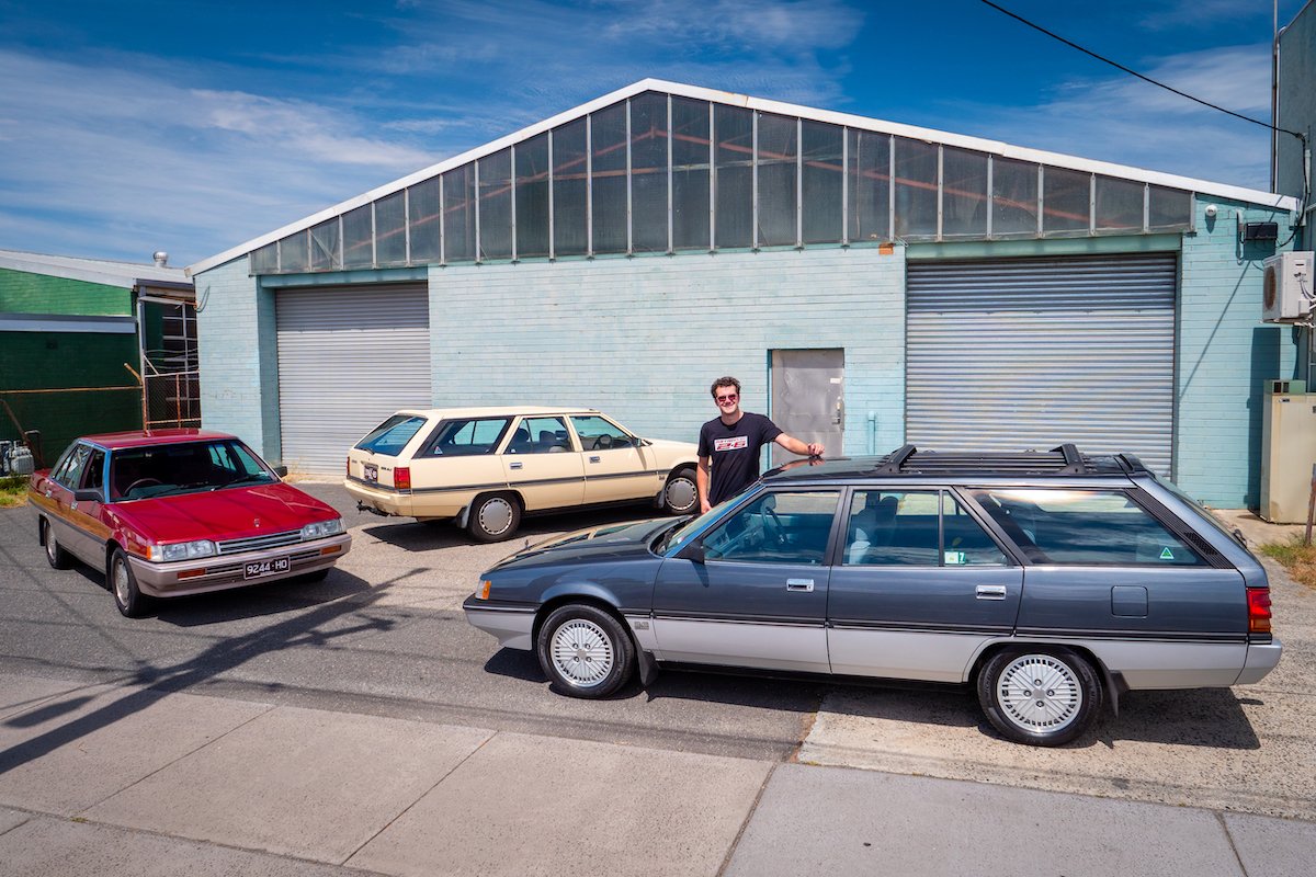 Andrew Wrigglesworth with his Mitsubishi Magna collection